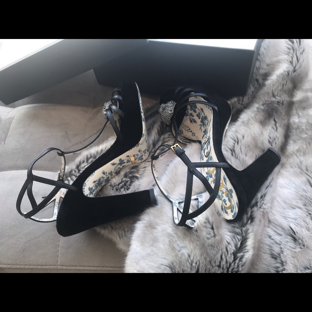 Gucci Suede Crystal Platforms